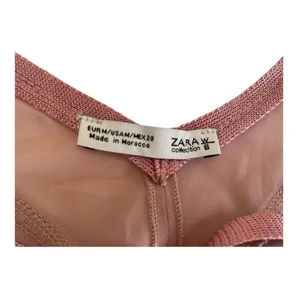 ZARA medium pink W/B collection Velvet Lace sleeveless top Made in Morocco - Picture 4 of 6